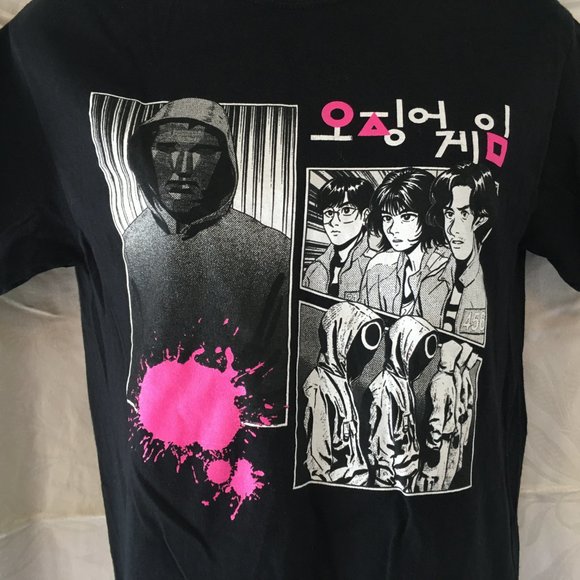 Squid Game Netflix Shirt Sz Small S Black Graphic Pink Unisex Cotton - Picture 3 of 11